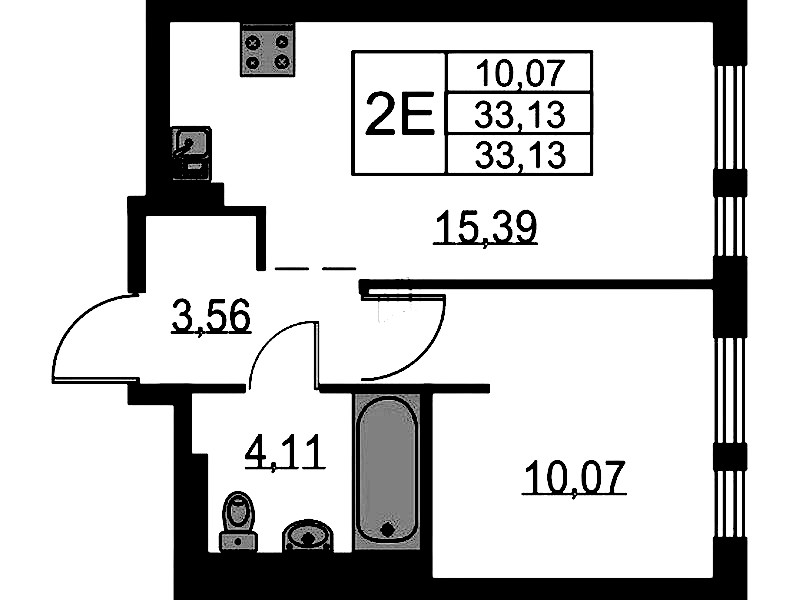 1-комнатная квартира 33.13 м², 3/12 эт., ЖК «Невская Долина»